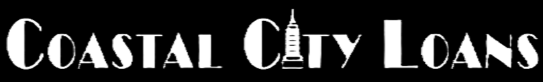 Coastal City Loans Logo with White Font on a Black Background